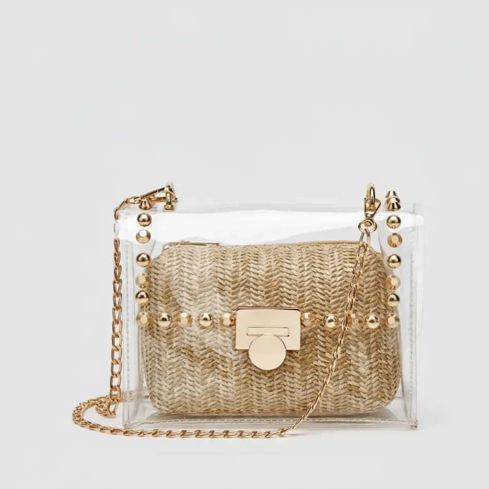 Clear Handbag Wicker Clutch Bag Go Trust Bag