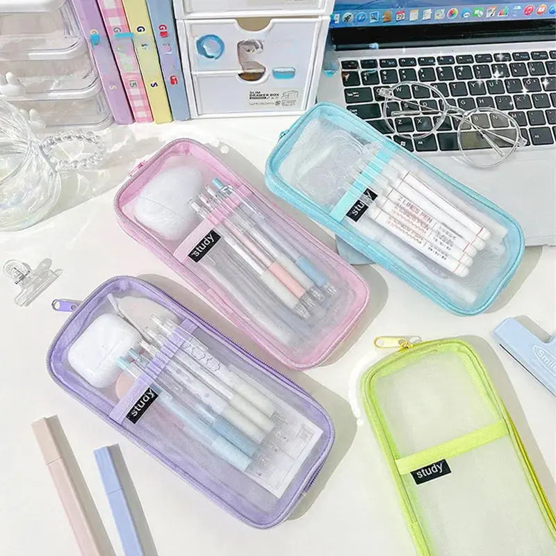 Transparent Mesh Double-Layer Pencil Case – Lightweight & Stylish | Go Clear Bag