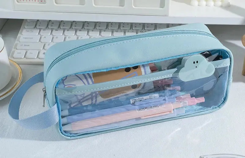 Transparent Pencil Case | Korean Stationery Large Capacity | Go Clear Bag