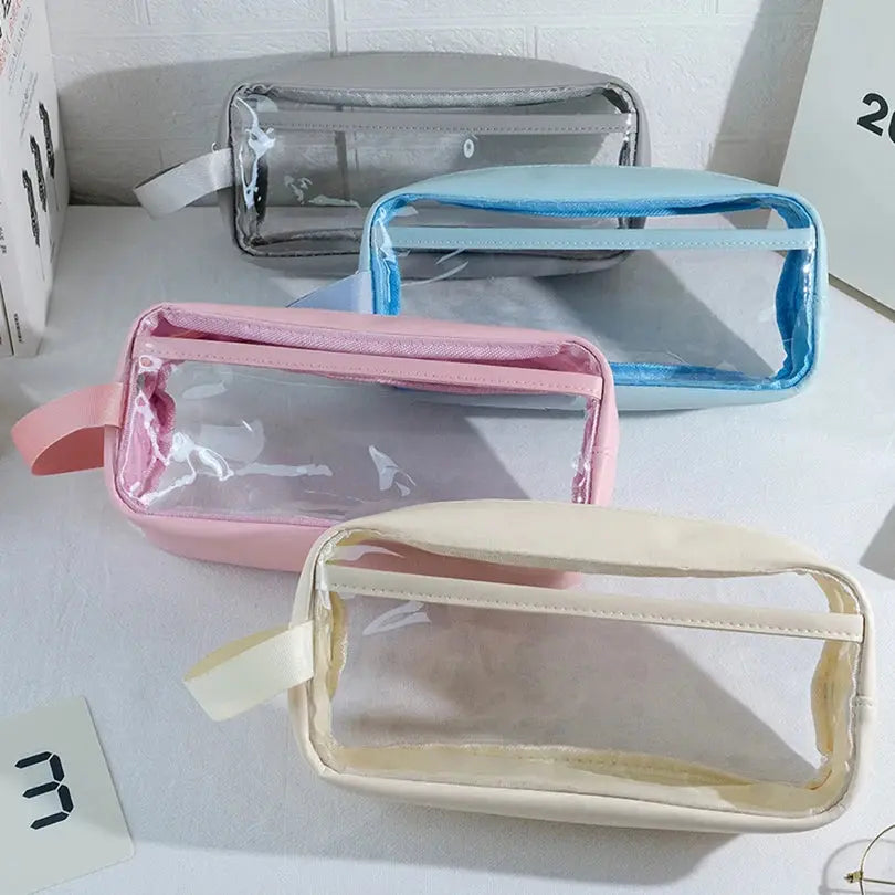 Transparent Pencil Case | Korean Stationery Large Capacity | Go Clear Bag