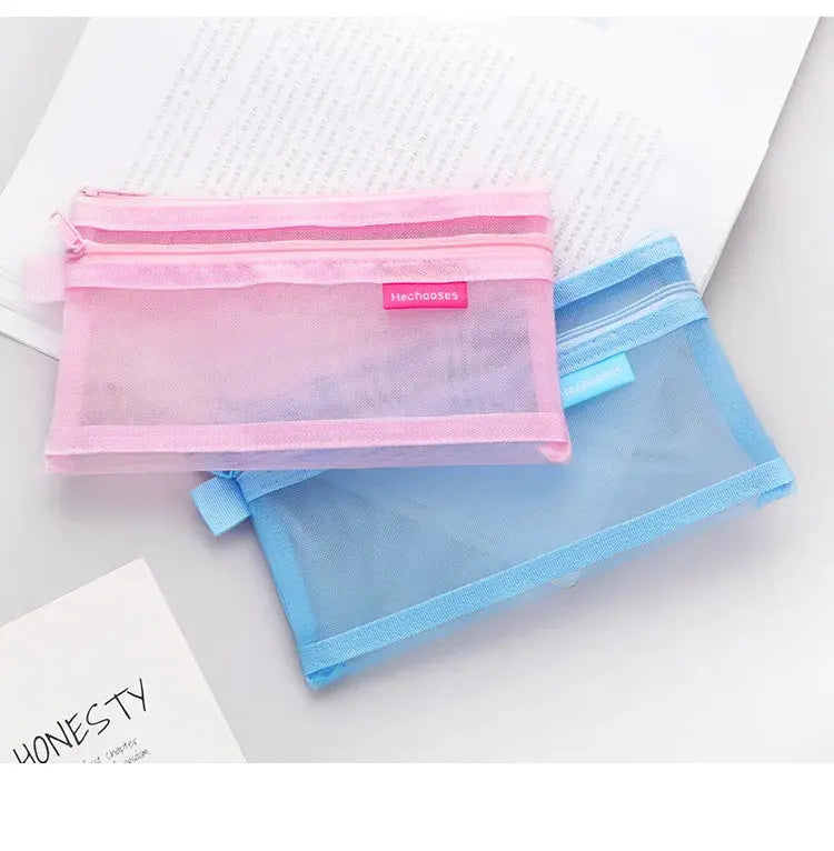 Simple Transparent Double Mesh Pencil Case | Office & School Supplies | Go Clear Bag