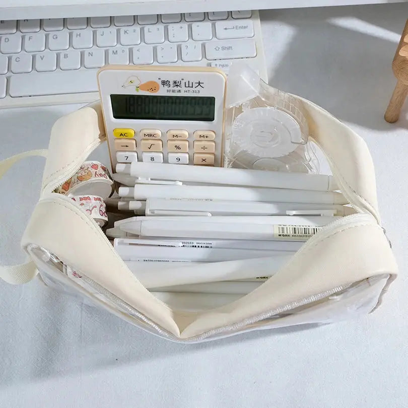 Transparent Pencil Case | Korean Stationery Large Capacity | Go Clear Bag