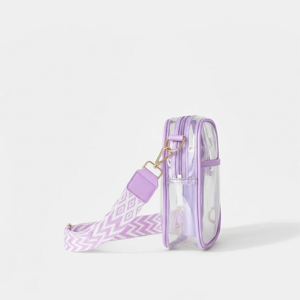 Clear Clutch Bag Colored Strap Go Trust Bag