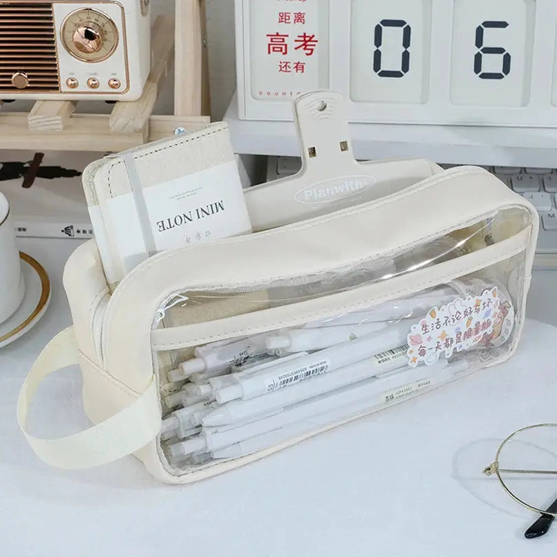 Transparent Pencil Case | Korean Stationery Large Capacity | Go Clear Bag