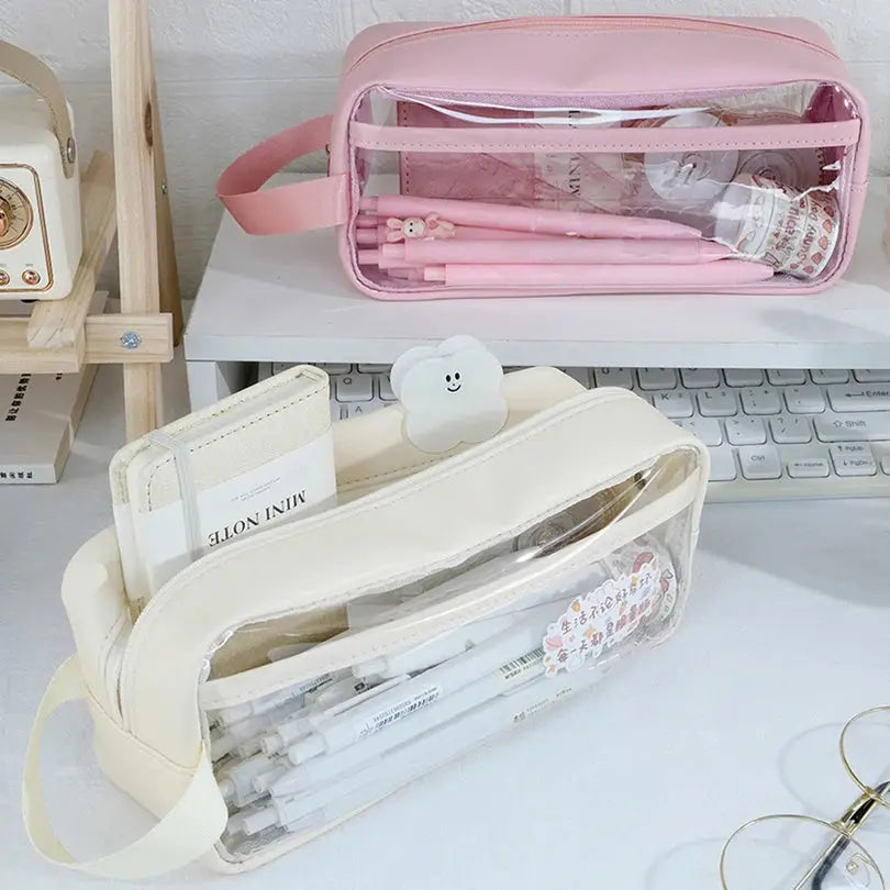 Transparent Pencil Case | Korean Stationery Large Capacity | Go Clear Bag