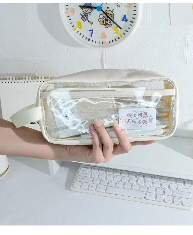 Transparent Pencil Case | Korean Stationery Large Capacity | Go Clear Bag
