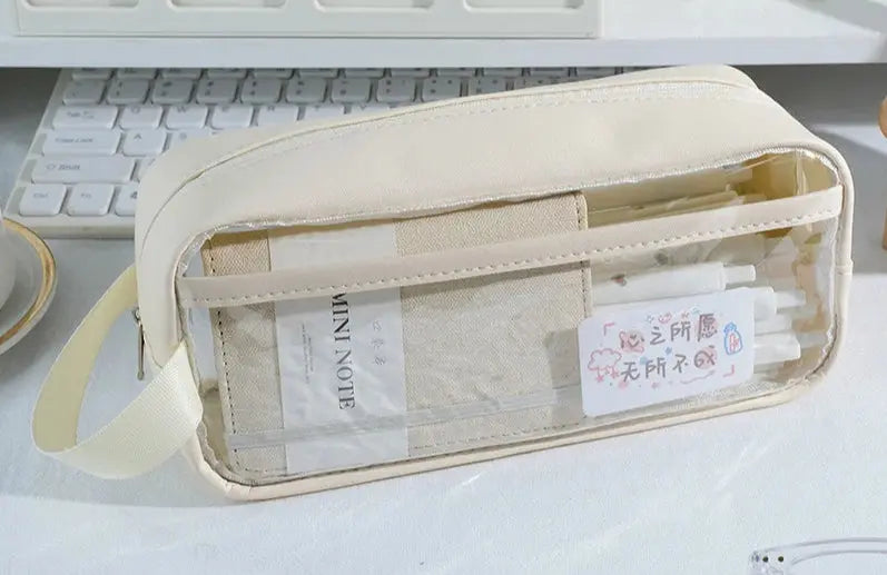 Transparent Pencil Case | Korean Stationery Large Capacity | Go Clear Bag