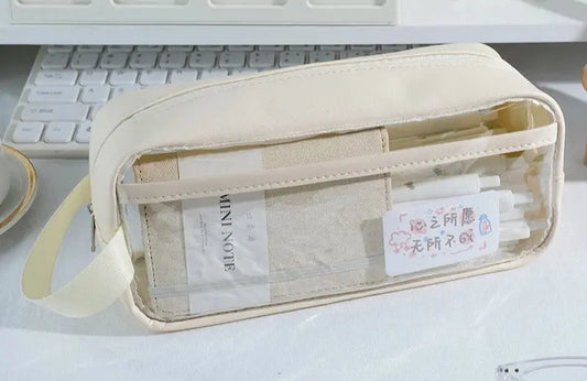 Transparent Pencil Case | Korean Stationery Large Capacity | Go Clear Bag