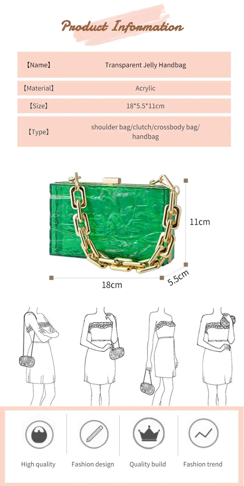 Clear Jelly Clutch Go Clear Bag