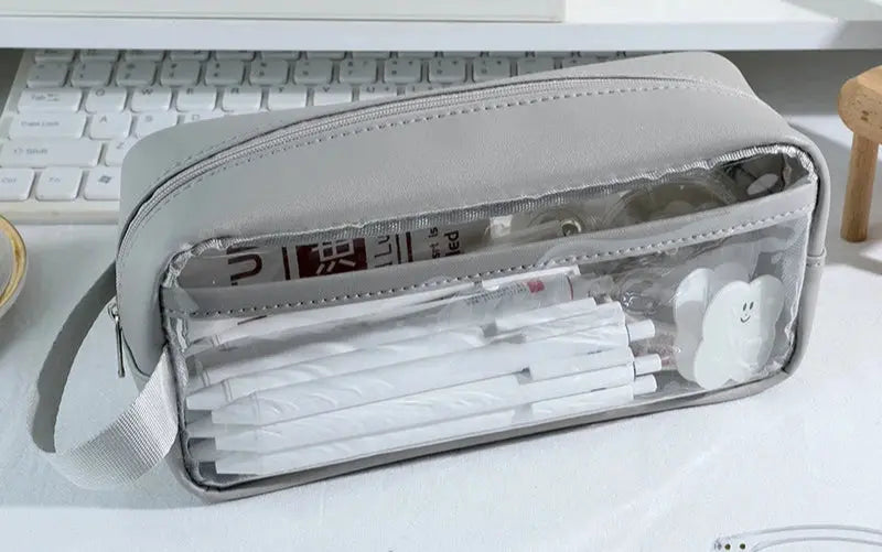 Transparent Pencil Case | Korean Stationery Large Capacity | Go Clear Bag
