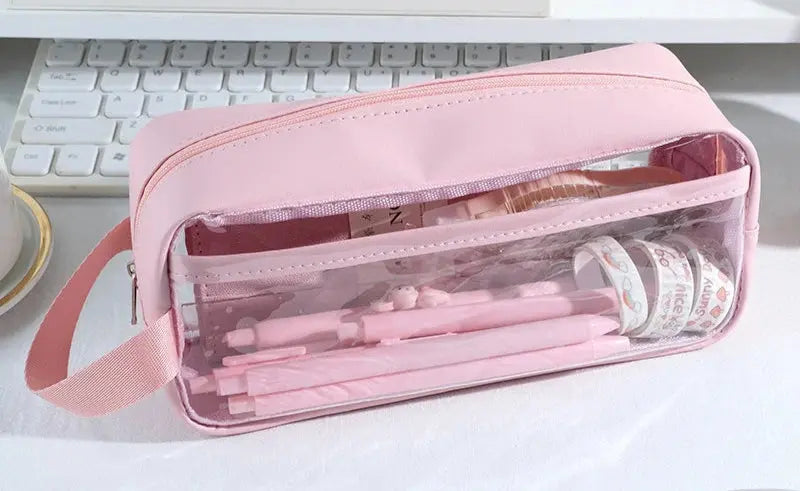 Transparent Pencil Case | Korean Stationery Large Capacity | Go Clear Bag
